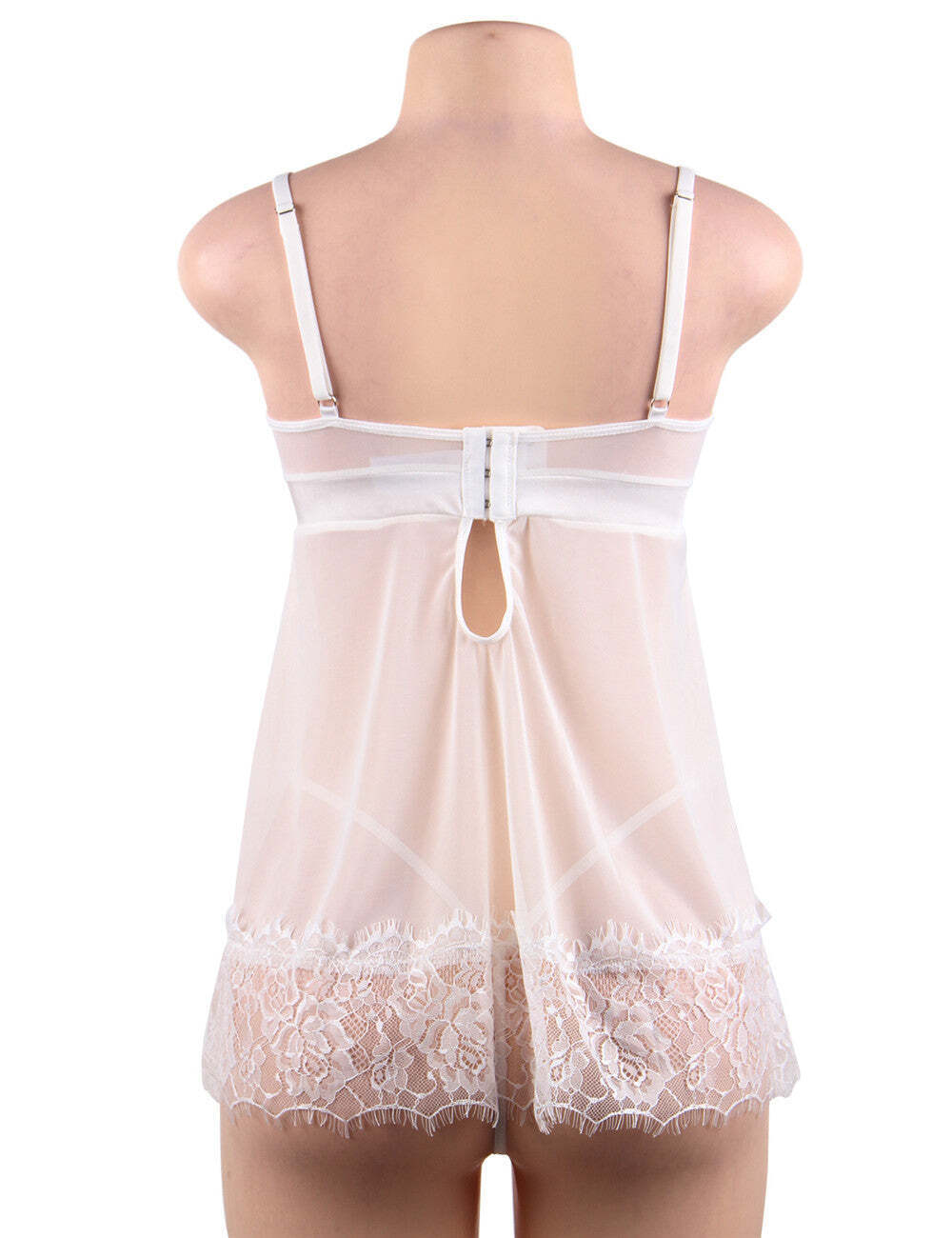 Women Plus Size Sexy Sleepwear Mesh Hollow Babydoll