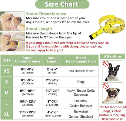 Dog Muzzle, Patented Soft Mesh Muzzle for Small Medium Large Dogs for Scavenging Biting Licking and Chewing, Allows to Pant and Drink