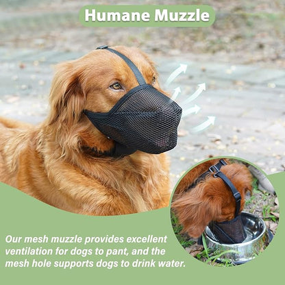 Dog Muzzle, Patented Soft Mesh Muzzle for Small Medium Large Dogs for Scavenging Biting Licking and Chewing, Allows to Pant and Drink